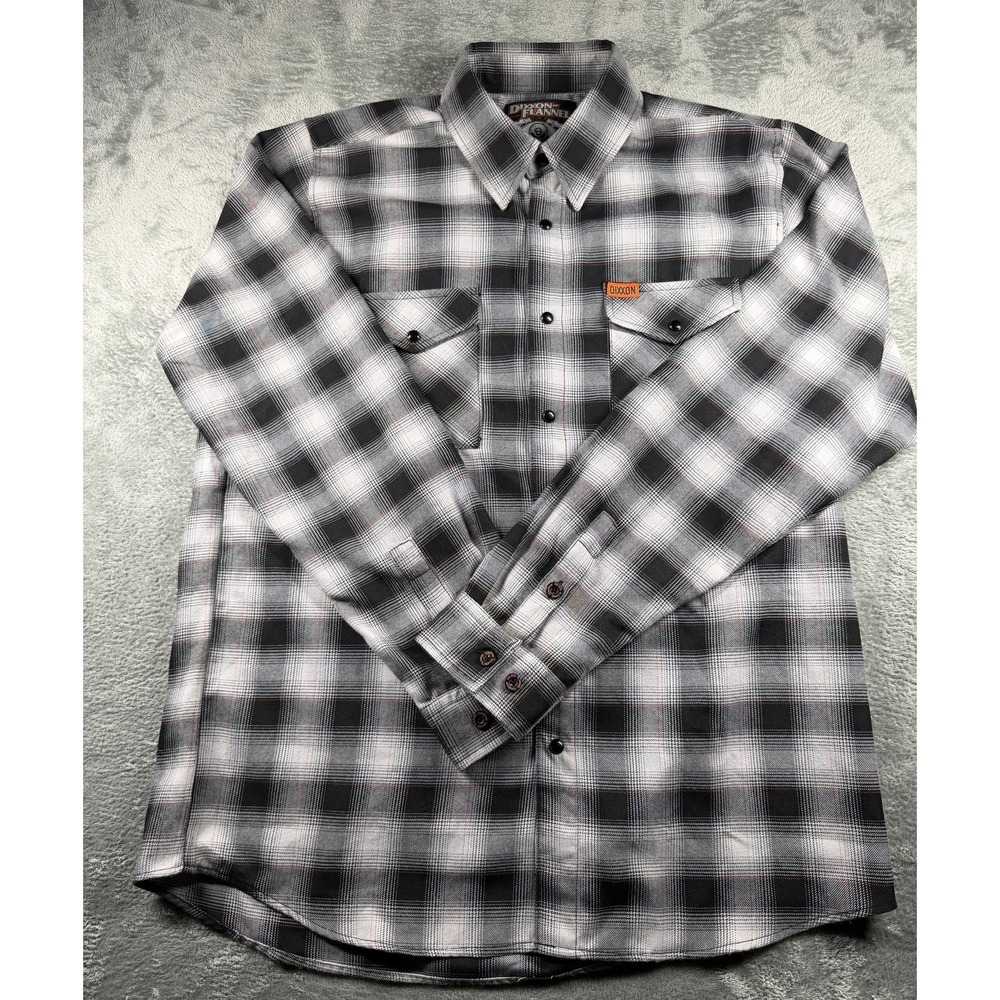 Dixxon The Big Twin Flannel Shirt Mens L Black White Plaid Snap Front Biker